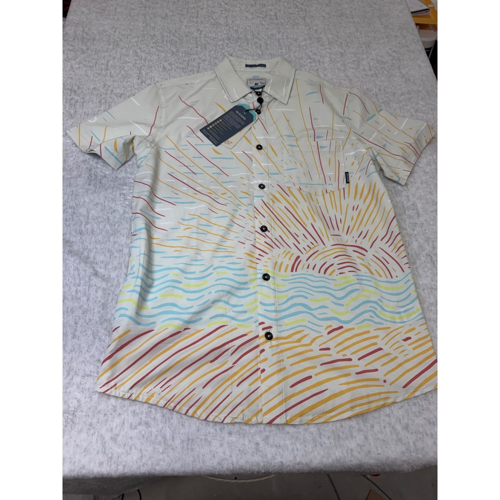 Baja Llama Sunburst Cream Vagabond Button Down Shirt Mens Small TSBPCO21 New